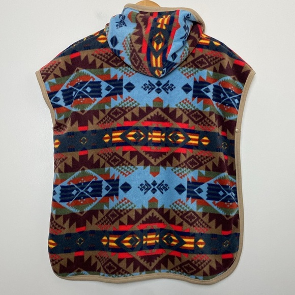 Lindo Fleece Aztec Print Vest Pullover Hooded Western Boho Design Size 11 - Picture 7 of 12